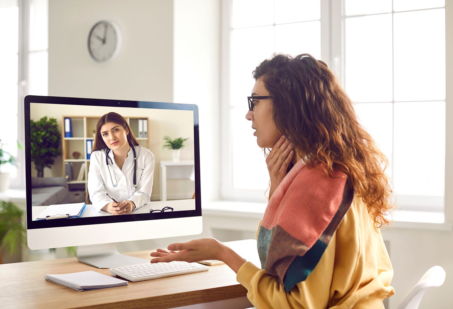 Primary care provider on a telehealth video call with a patient in Henderson NV