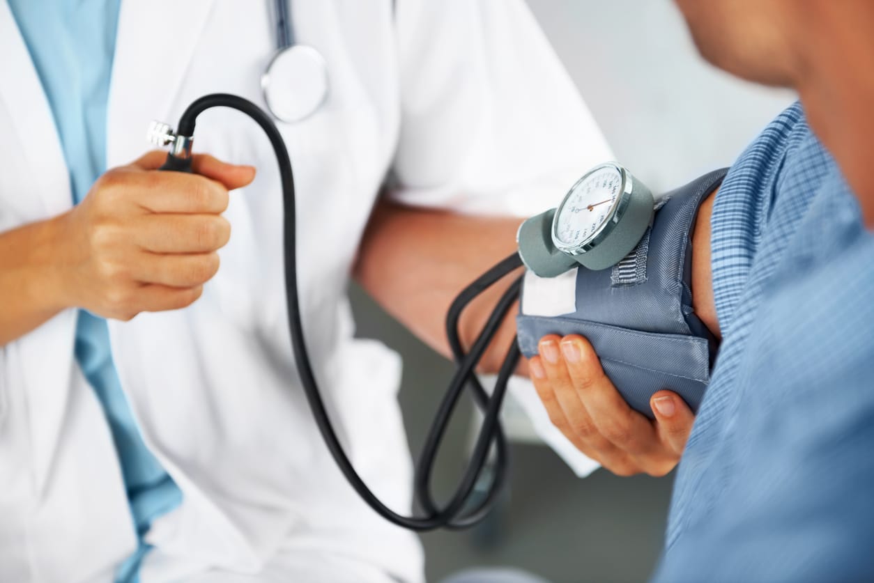 Blood pressure check during a hypertension visit at a Las Vegas primary care clinic